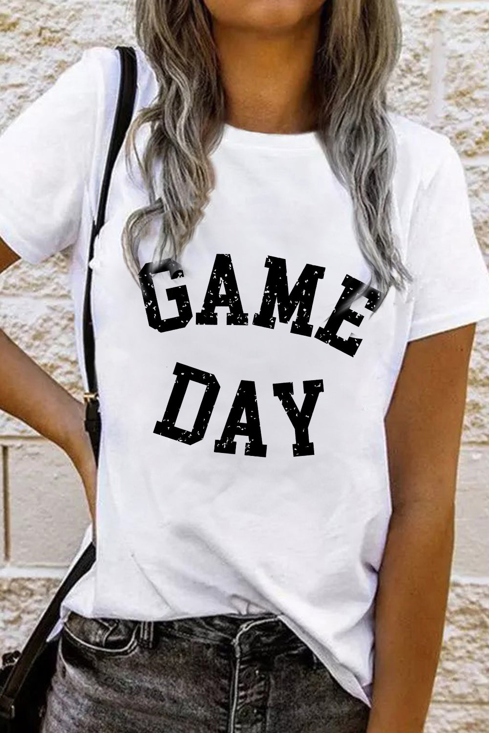 White GAME DAY Graphic Crewneck T Shirt