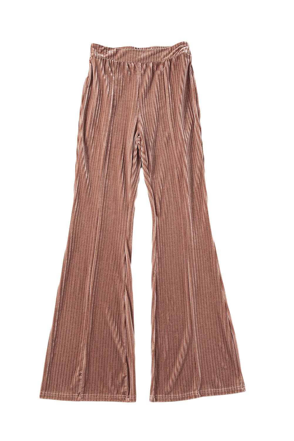 Black Solid Color High Waist Corduroy Flare Pants