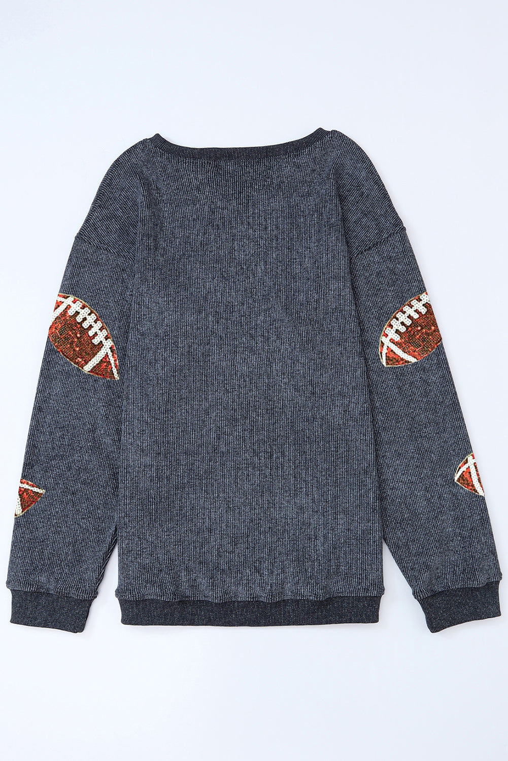 Green Sequin Rugby Graphic Corded Baggy Sweatshirt