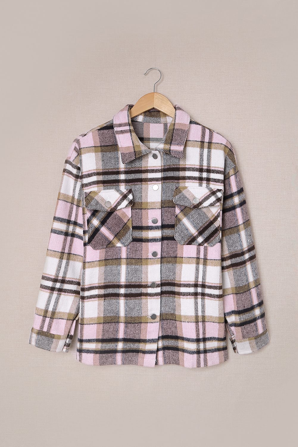 Multicolor Plaid Casual Button Up Flannel Shacket