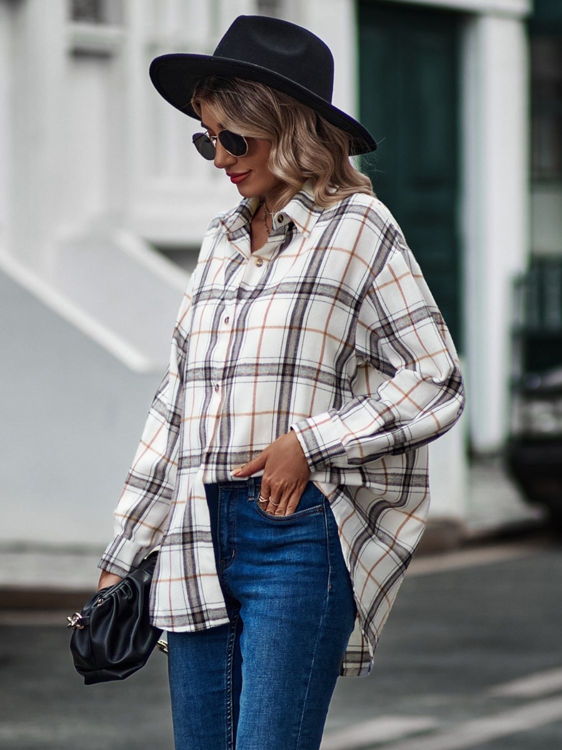 Mandy Plaid Collared Neck Long Sleeve Shirt