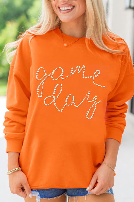 Orange Game Day Diamond Print Graphic Sweatshirt