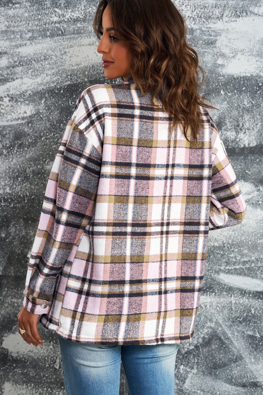 Multicolor Plaid Casual Button Up Flannel Shacket