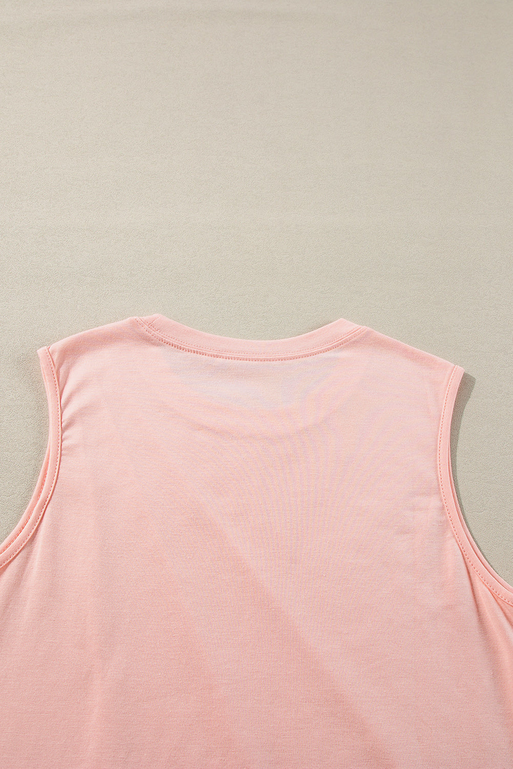 White Solid Color Crew Neck Pleated Tank Top