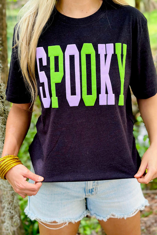 Black SPOOKY Loose Fit Crew Neck Halloween T Shirt