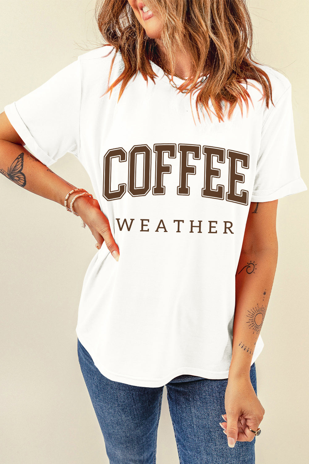 White COFFEE WEATHER Graphic T-Shirt