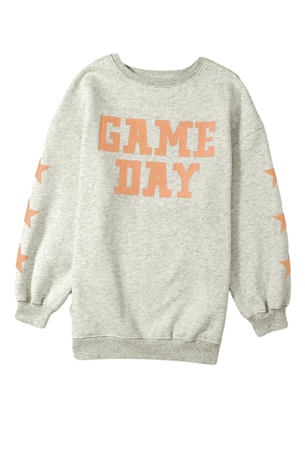 Black Lettering Game Day Print Star Sleeve Sweatshirt