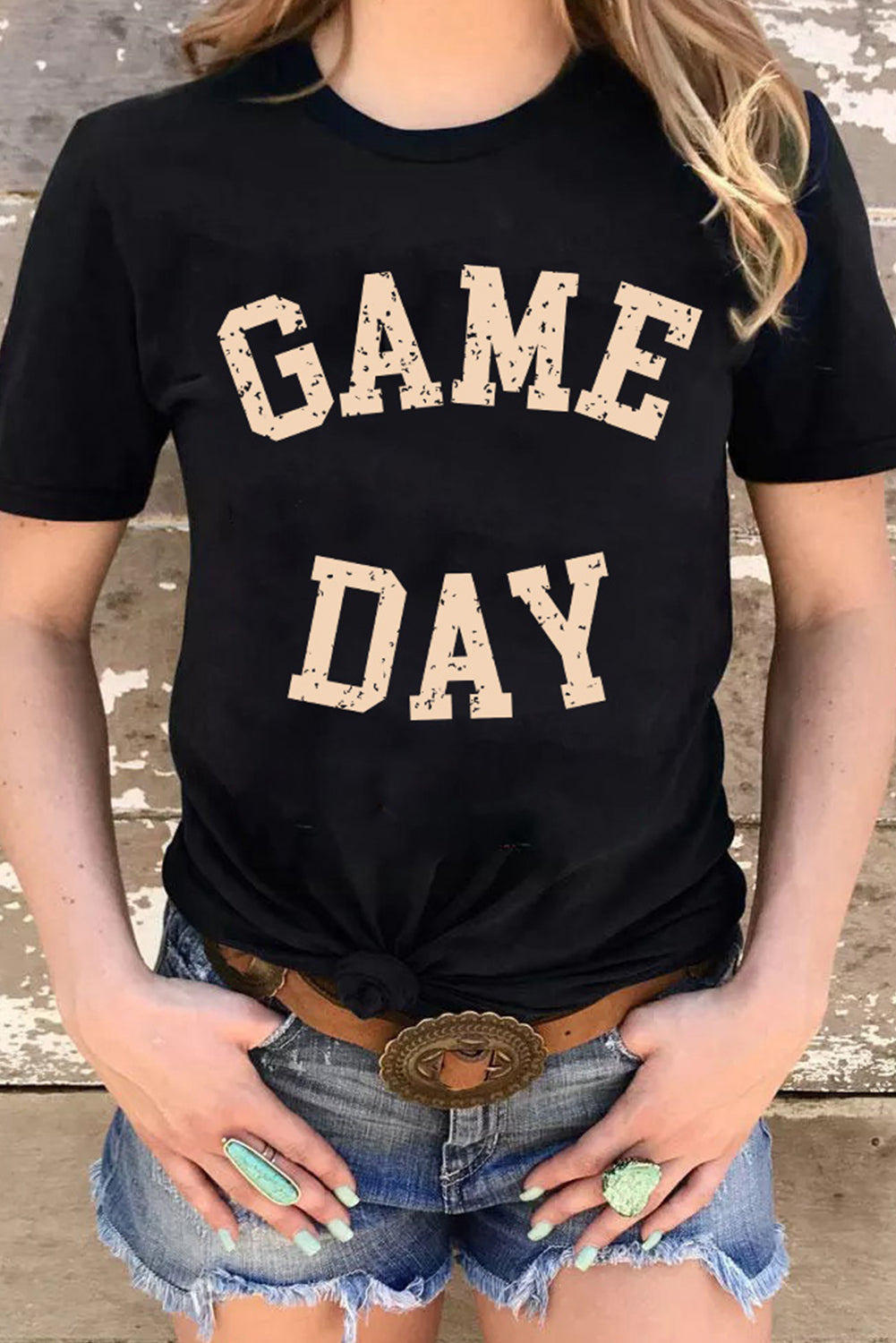 White GAME DAY Graphic Crewneck T Shirt