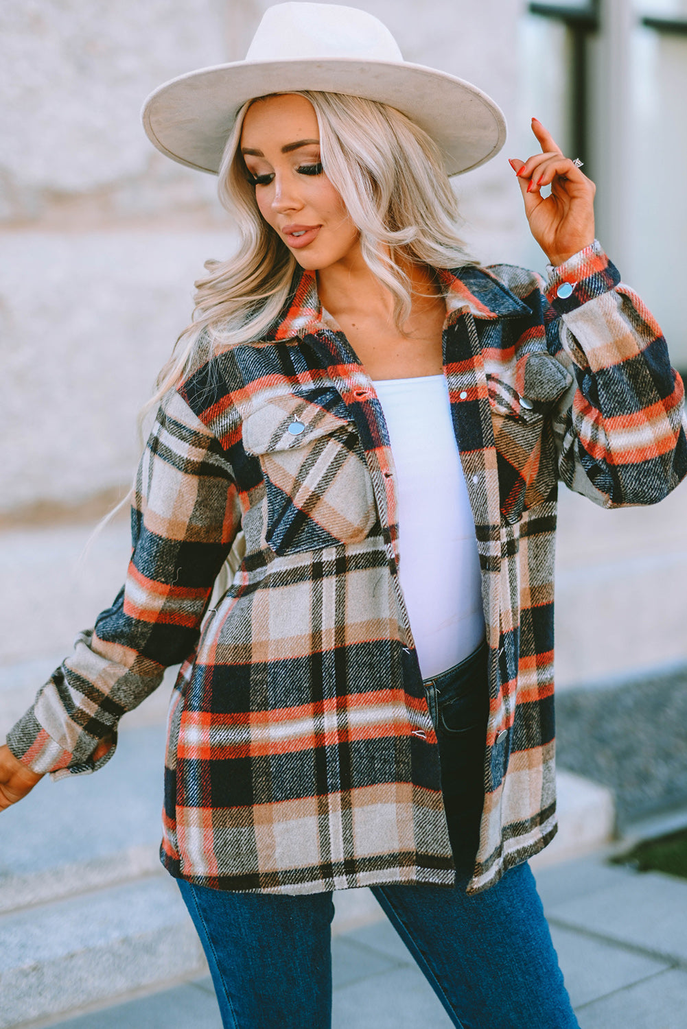 Multicolor Plaid Casual Button Up Flannel Shacket