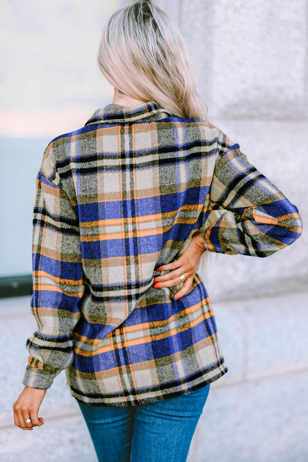 Multicolor Plaid Casual Button Up Flannel Shacket