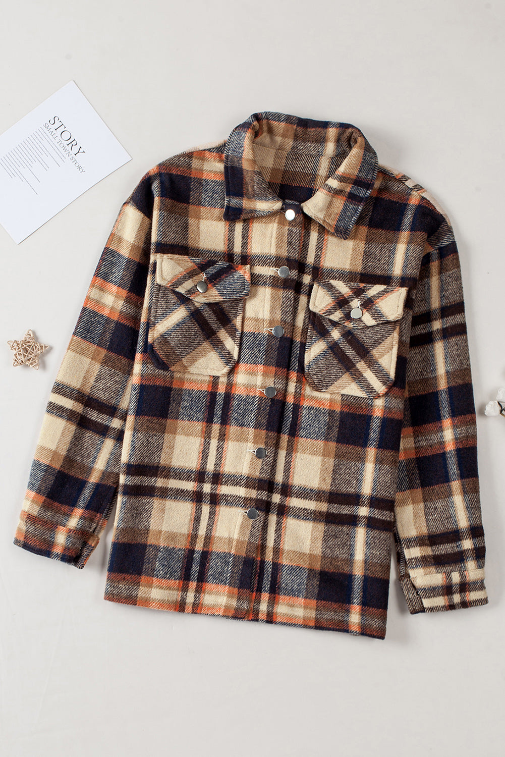 Multicolor Plaid Casual Button Up Flannel Shacket