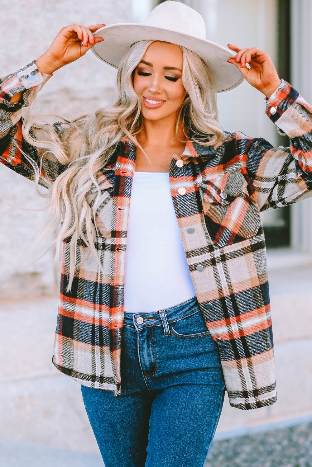 Multicolor Plaid Casual Button Up Flannel Shacket